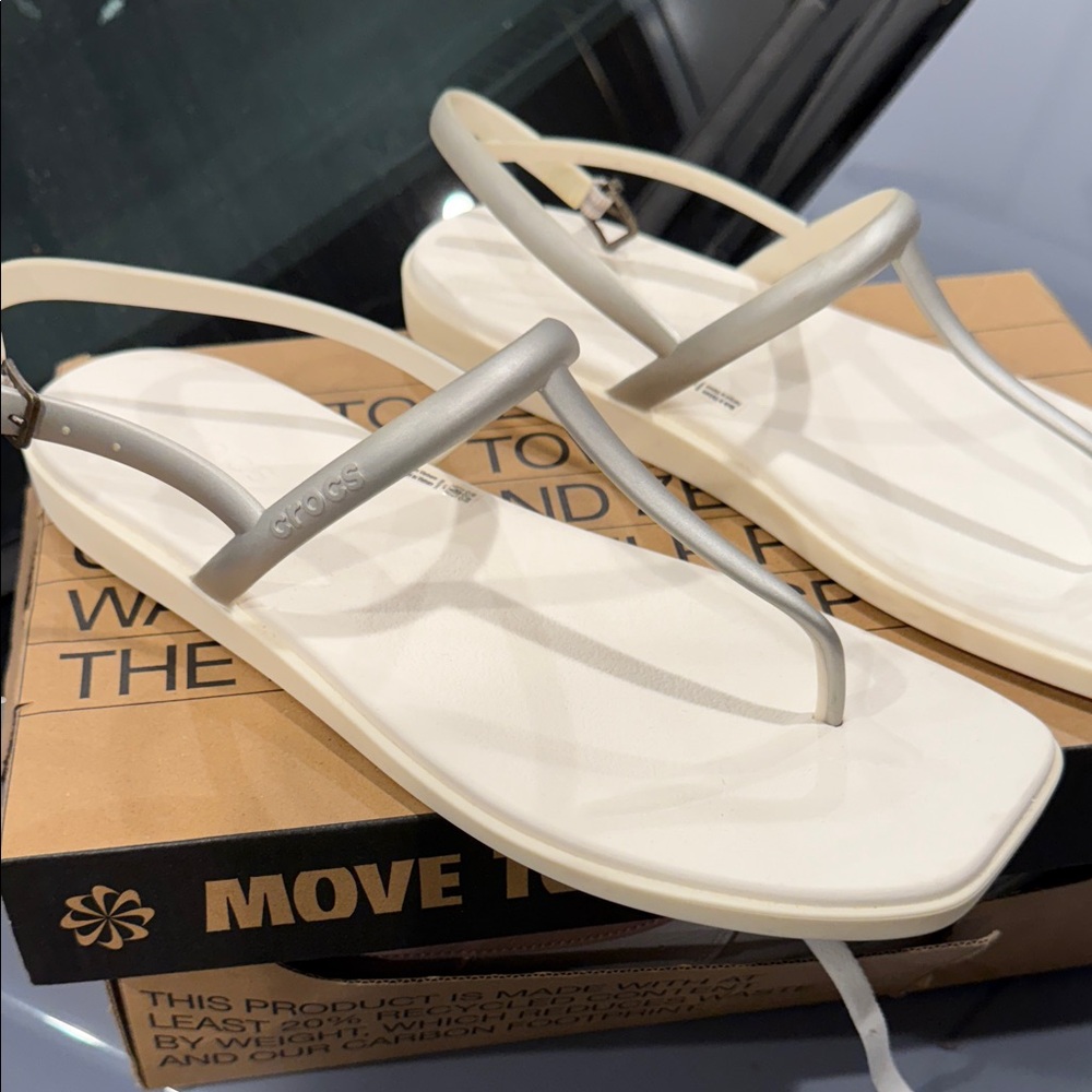 CROCS Women's Sandals in Cream and Silver